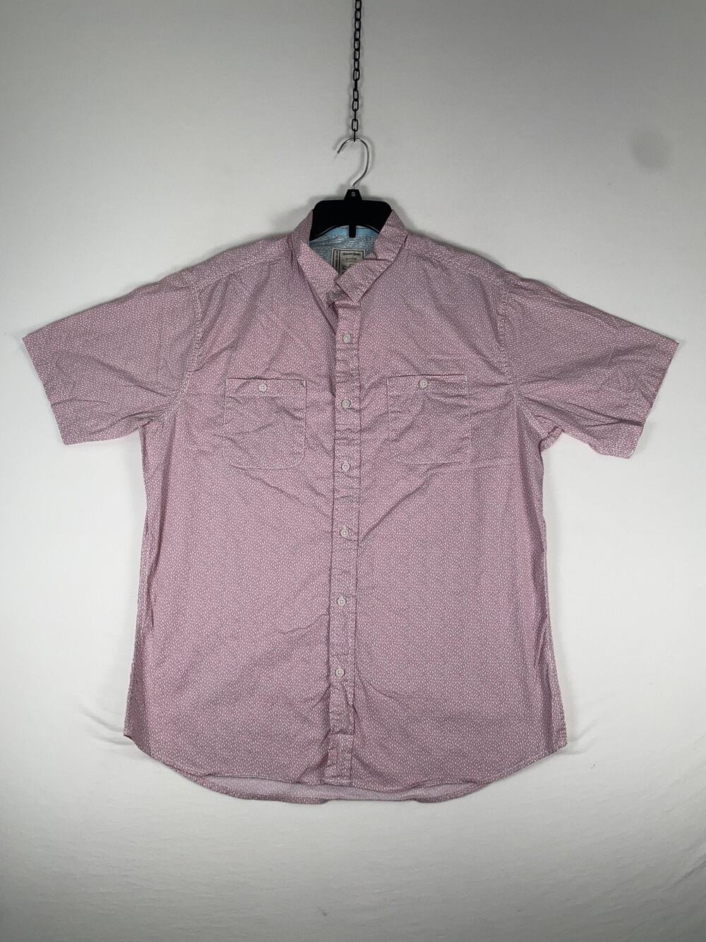 Colours By Alexander Julian Shirt Mens XL Pink Geometric Short Sleeve Button Up